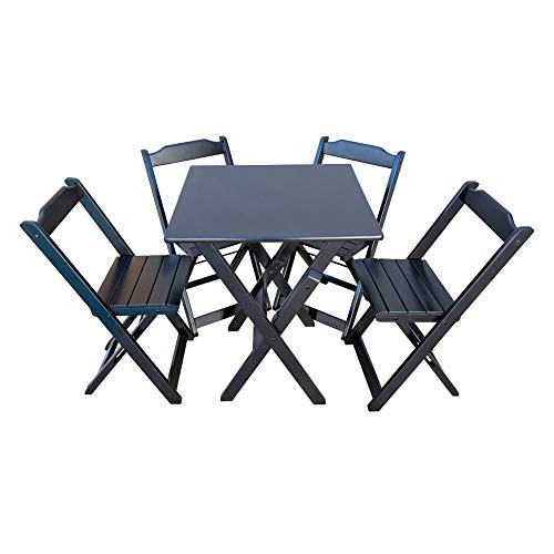 Conjunto Mesa Dobrável 4 Cadeiras Siena Móveis Madeira Maciça