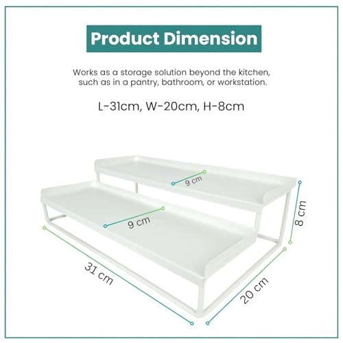 Image of Amazon Brand - Umi Spice Rack Organizer for Counter top 2-Tier Metal Spice Organizer Standing Rack Shelf Storage Holder for Kitchen Cabinet Pantry Bathroom Office (White, Pack of 2)