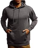 Leif Nelson Herren Hoodie Pullover mit Kapuze Oversize Kapuzenpullover für Männer Pulli Longsleeve Sweatshirt Kaputze Langarm LN8351 Größe S Anthrazit Melange