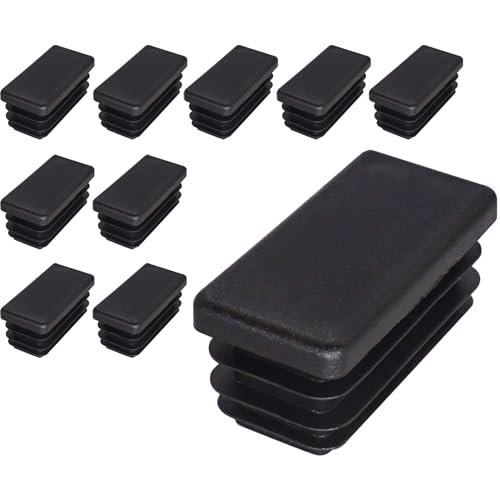 SKIR'CO (10 Stück) Rechteckige Kunststoffstopfen 20 x 40 mm, Matt Rechteckstopfen, Rechteckige Rohreinsätze, Zaunpfosten Kappen, Schwarz RAL 9005