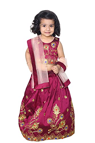 Image of Girl's Tafetta Silk Readymade Lehenga Choli