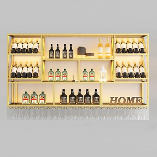 Soporte para botellas de vino metal dorado de pared
