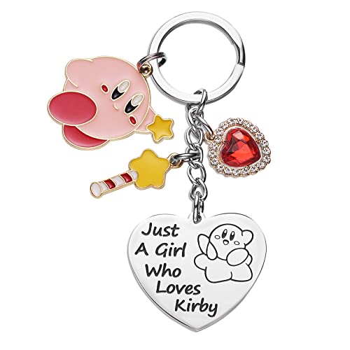 Kirby Merch Chaveiro fofo de desenho animado personagem de videogame presentes para meninas adolescentes filha mulheres presente de aniversário chaveiros, Chaveiro Kirby, M