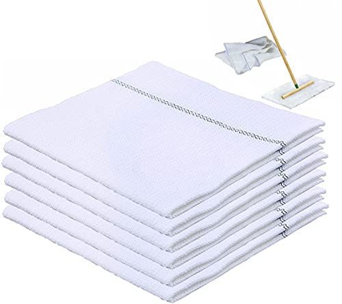 Generico Cuban Style Mop Cloth Set (6 Pack) - 100% Cotton Hard Floor White
