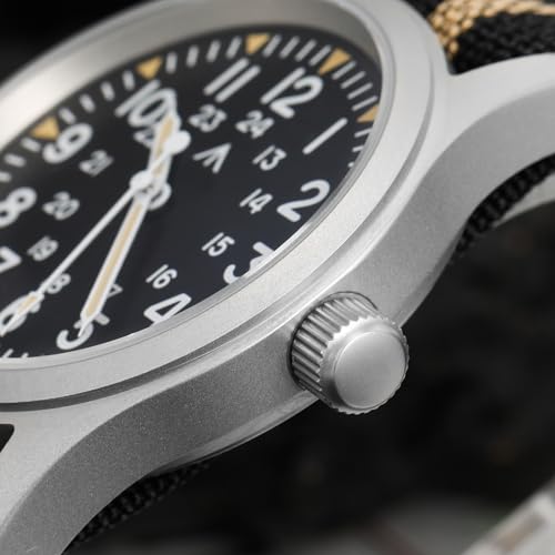 Image of Militado ML05 38mm VH31 Quartz Watch - Domed Sapphire Crystal Field Watch C3 Super Luminous Retro Sweep Wrist Watch for Men 100M Waterproof