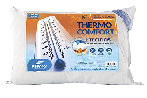 Travesseiro Gelado Frio Lavável Thermo Comfort - Ideal p/Fronhas 50x70cm - Fibrasca, Branco