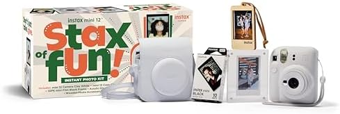Instax Fujifilm Mini 12 Xmas Camera Kit Bundle, Clay White