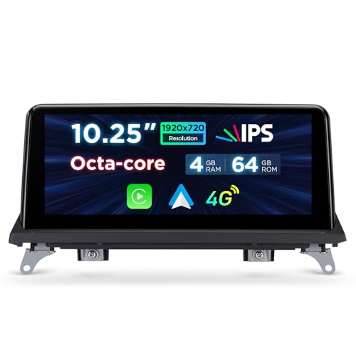 XTRONS 10.25 Inch Android 14 Car Stereo for BMW X5 E70 / X6 E71 (2007-2010) CCC System, IPS Touch Screen 4+64GB Car Radio GPS Navigation Support Wireless CarPlay Android Auto 4G LTE