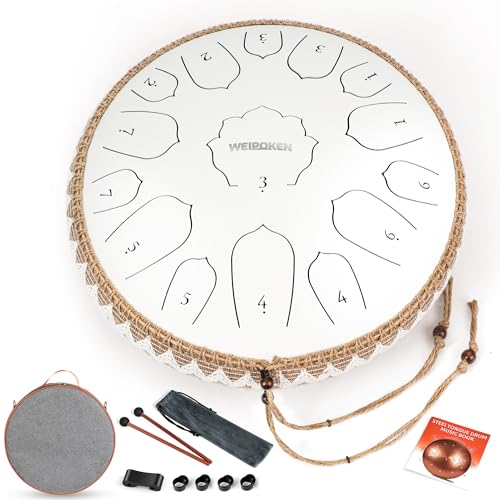 Steel Tongue Drum Pro - 14 Inch 15 Note Rain Drum - Percussion Instrument for Meditation and Music...