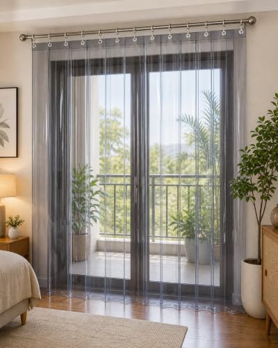 Image of CASA-NEST 0.30mm PVC AC Curtain Thick Transparent 4.5 FT X 8 FT or 54 inch x 96 inch Curtain0038