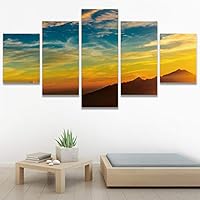 SIGNWIN 5 Panel Canvas Wall Art Modern Art Coastal Colorful Multicolor Photography Romantics Sunset for Home Decorations Ready to Hang - 60