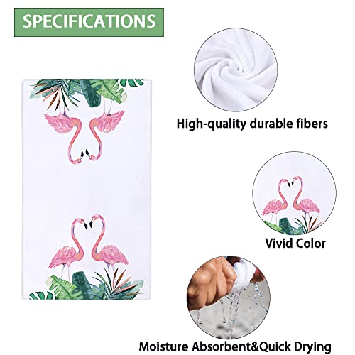 Watercolor Flamingo Kitchen Dish Towel 18 X 28 Inch Set Of 2, Seasonal Summer Flamingo Tea Towels Dish Cloth For Cooking Baking #TOP6