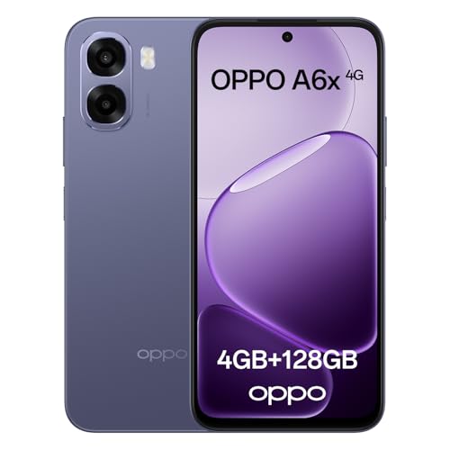OPPO A6x 4G Android Unlocked Smartphone 4+128GB 6.75 120Hz Ultra Bright Display Ultra-Clear Camera 6100mAh Battery 48-month Fluency Protection Snapdragon 685 IP64 Water Resistance Plum Purple