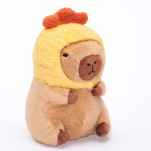 LVQING Cute Capybara Plush Pillow with Wearable Pumpkin Hat Plush Toys Children's Gift, Brown (11.8 Inches)