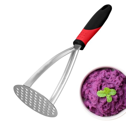 Machacador de patatas, prensa de patatas de acero inoxidable, apisonador de mano para alimentos con asa, triturador de patatas, herramienta de cocina, trituradora de alimentos para frijoles, batatas