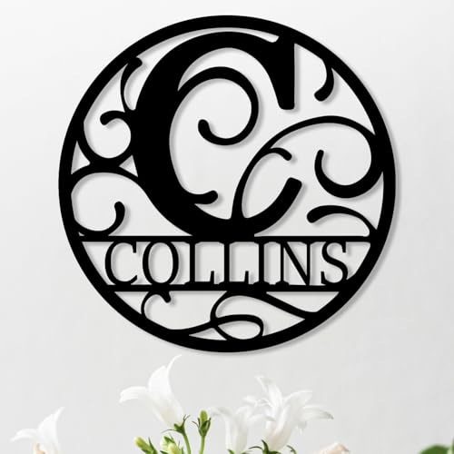 Personalized Metal Name Signs, Split Letter Monogram Wall Decor, Custom