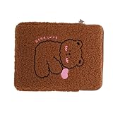 MERRYHAPY Bolsa Tablet de Peluche para Funda Protectora Resistente y Prueba de Salpicaduras Diseño de Marrón para Niñas y Almacenamiento Portátil