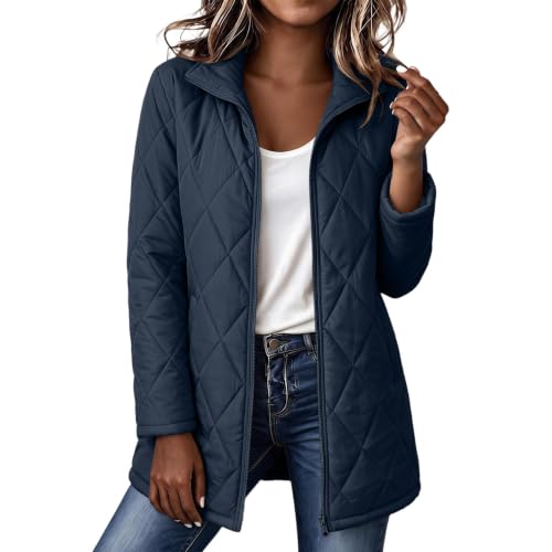 Quilted Jackets for Women Lightwight Fall Winter Mid Length Padded Coats - image 6