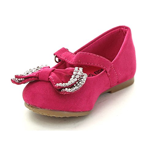 Jelly Beans Yoyoma Toddlers Little Girls Glitter Bow Ballerina Falt Shoes,Fuchsia,54