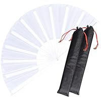 QIRMIZI Faltfächer Set - 4 Stück Weiße Tanzfächer 33cm Für Tai Chi & Auftritte