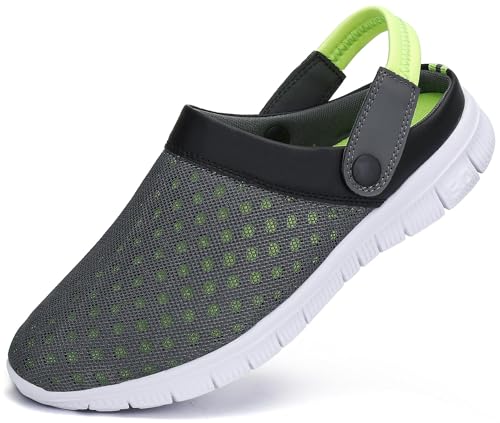 SAGUARO Sabots Homme Femme Chausson Respirant Léger Sandales de Plage Mesh Mules Pantoufle pour Piscine, Vert, 43 EU