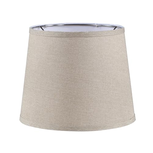 Image of Aspen Creative 38015-2, K /D Hardback Empire Transitional Collapsible Spider Shade, 9 inch Top x 11 inch Bottom x 9 inch Slant, Khaki Linen With Black Trim, Set of 2
