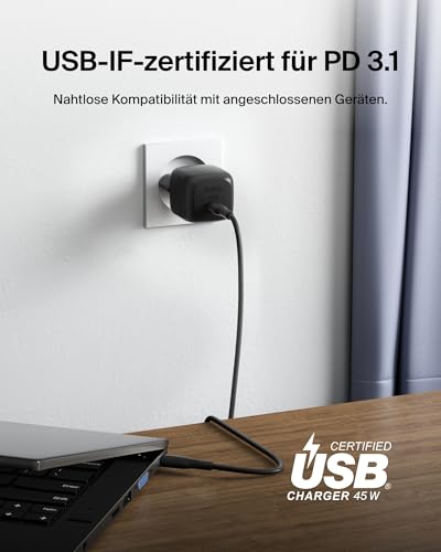 Belkin kompaktes USB-C Ladegerät 45W, USB-C Power Delivery zum Schnellladen für Apple iPhone 17, iPhone 16, iPhone 15-Serie… – Ansicht 5