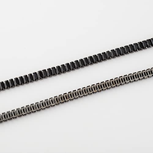 Youngjewl 1 Yards Zircon Rhinestones Close Chain Beaded Crystal Trim By The Yard For Sewing Craft Diy Decoration（7X3Mm Black） #TOP1