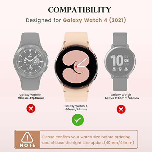 [3Pack] Kamita Diamond Case for Samsung Galaxy Watch 4 40mm, Glitter Hard PC Bumper Cases with Tempered Glass Screen Protector, Shockproof Protective Cover for Galaxy Watch4 (Silver+Black+Rosegold)