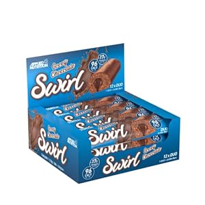 Applied Nutrition Swirl Protein Bars – High Protein, Low Sugar, On The Go Gym Snack Bar (12 Pack) (Gooey Chocolate)