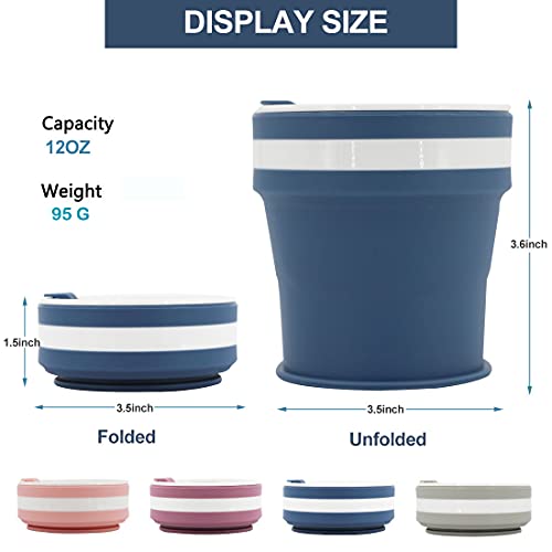 Joyrses Silica Gel Collapsible Water Cups, Coffee Cups, Improved, Cup Cover Sealed Reinforced, 12 Oz Travel Camping Cup (Blue+Purple) 2Pcs…… #TOP1