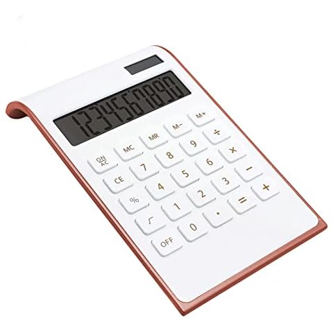 Rose Gold Calculator, Rose Gold Office Supplies and Accessories, 10 Digits Solar Battery Basic Office Calculator, Dual Power Desktop Calculator with Large LCD Display, Pink Office School Supplies… Cover