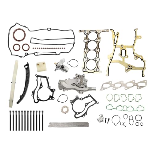 Head Gasket Bolts Timing Chain Kit with Thermostat Housing Professional Water Pump Kit with Gasket Replacement for Chevy Sonic Cruze Buick 2011-2016 Replace HSCV001 55565336 AW6662