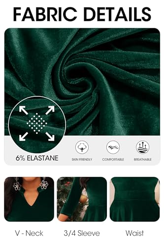 Image of Nmoder Casual Dresses for Women Semi Formal Fit and Flare 3 /4 Sleeve A-line Church Work Dress with Pockets