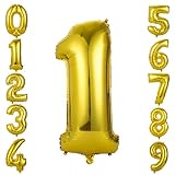 globos metalizados numero 18  GWHOLE Globos Número 1, Globo Color Oro Globo Grande de Aluminio 1 2 3 4 5 6 7 8 9, Globos para Fiestas de Cumpleaños, Aniversario