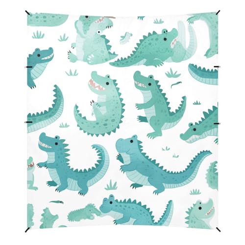 Cute Cartoon Crocodile Alligator Beach Tent & Canopy UPF50+ Water-Resistant Portable Sunshade with Sand Shovel for Backyard and Camping
