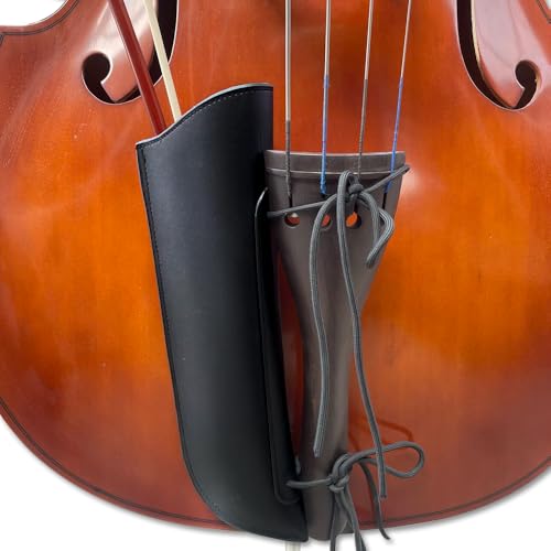 Vetimobato Upright Bass Bow Quiver Leather Bass Bow Bag for Holder German and French Style Musical Instruments Black String Parts(1pcs)