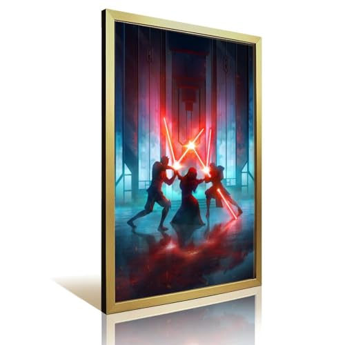 Zeitwa Póster de películas de Darth Sidious vs Maul, lienzo enmarcado y listo para colgar, 30 x 40 cm