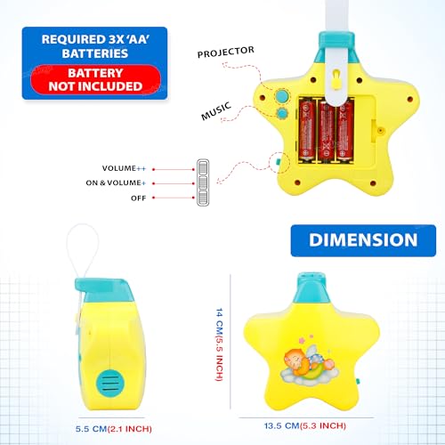 Image of Zest 4 Toyz Star Projector with Gentle Music and Soothing Light Battery Operated Portable Nursery Toy for for Babies, Multicolor