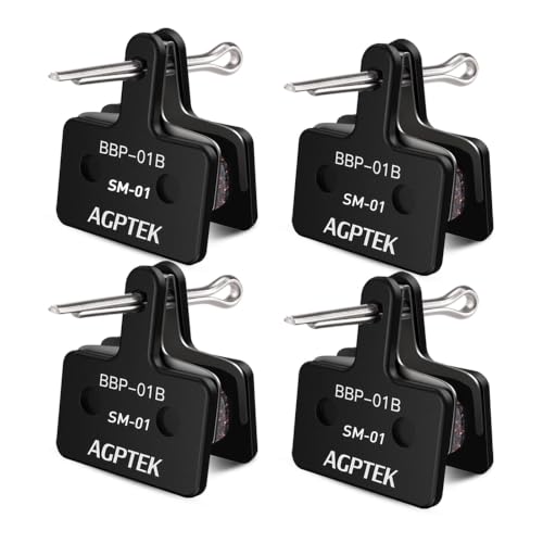 AGPTEK 4X Bremsbeläge Fahrrad, Scheibenbremsbeläge, High Performance Bremsbeläge Disc Brake Pads & Spring (Resin) für Mountainbike Scheibenbremse I Bike Beläge I Bremsbelag (4 Stück), Schwarz