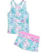 uideazone Girls Swimsuits Two Piece Tankini Sets Bathing Suits Summer Beach Tank Top Boyshort Swi...