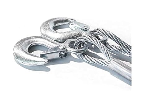Image of JAGGER JAG301 Universal 4 Meter Stainless Steel Wire Car Towing Cable /Towing Rope for All Cars /Vehicals with Both Side Hooks, Tow Capacity (5 TON)