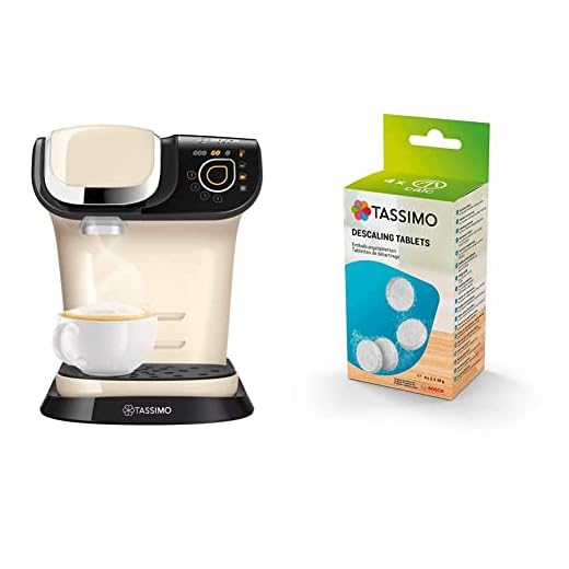 Tassimo by Bosch My Way 2 TAS6507GB Coffee Machine, 1500 Watt, 1.3 Litre, Cream with TCZ6008 Descaling Tablets - 8 Tablets