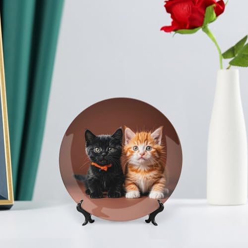 Plato decorativo de porcelana con gato blanco 6 pulgadas miniatura 6
