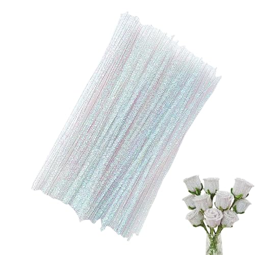 100 PCS flash tube cleaner 6mm wide designed for the process; This 30cm long white glitter craft vacuum cleaner is perfect for making DIY crafts and handmade decorations for kids