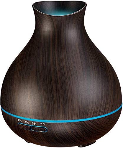 Aromatherapy Essential Oil Diffuser Humidifier 550Ml 12 Hours High Mist Output For Large Room, Home, Waterless Auto-Off, 7 Color Led Lights Wood Grain Cool Mist Humidifier Ultrasonic Diffusers #TOP7
