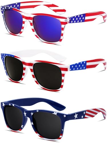 Image of knliwkm American Flag Sunglasses for Men USA American Flag Glasses Fourth of July Accessories