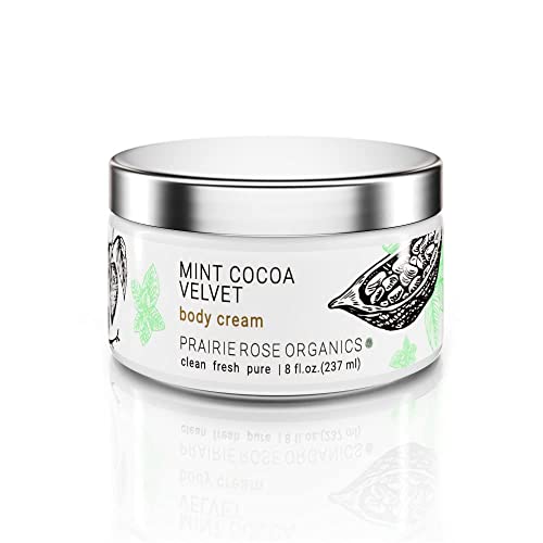 Prairie Rose Organics Cocoa Butter Cream Peppermint Body Butter - Mint Cocoa Whipped Body Cream #TOP4
