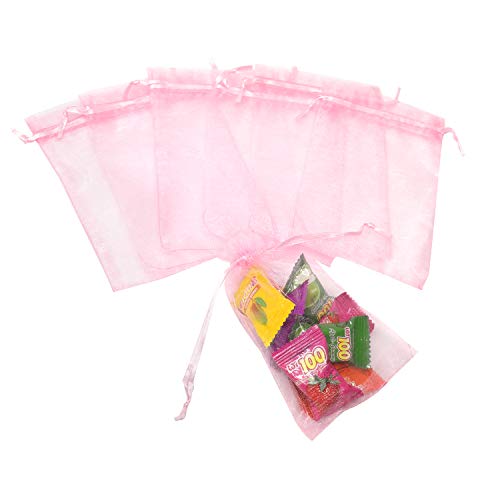Image of Dealglad 50pcs Drawstring Organza Jewelry Candy Pouch Christmas Wedding Party Favor Gift Bags (8x12, Pink)