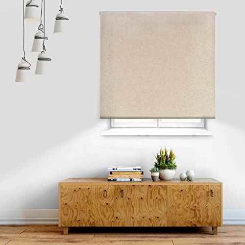 INTERBLIND Premium Verdunkelungsrollo, Größe 160 x 230 cm, einfache Installation an Wand oder Decke, Stoffgröße 157 x 225 cm, Beige